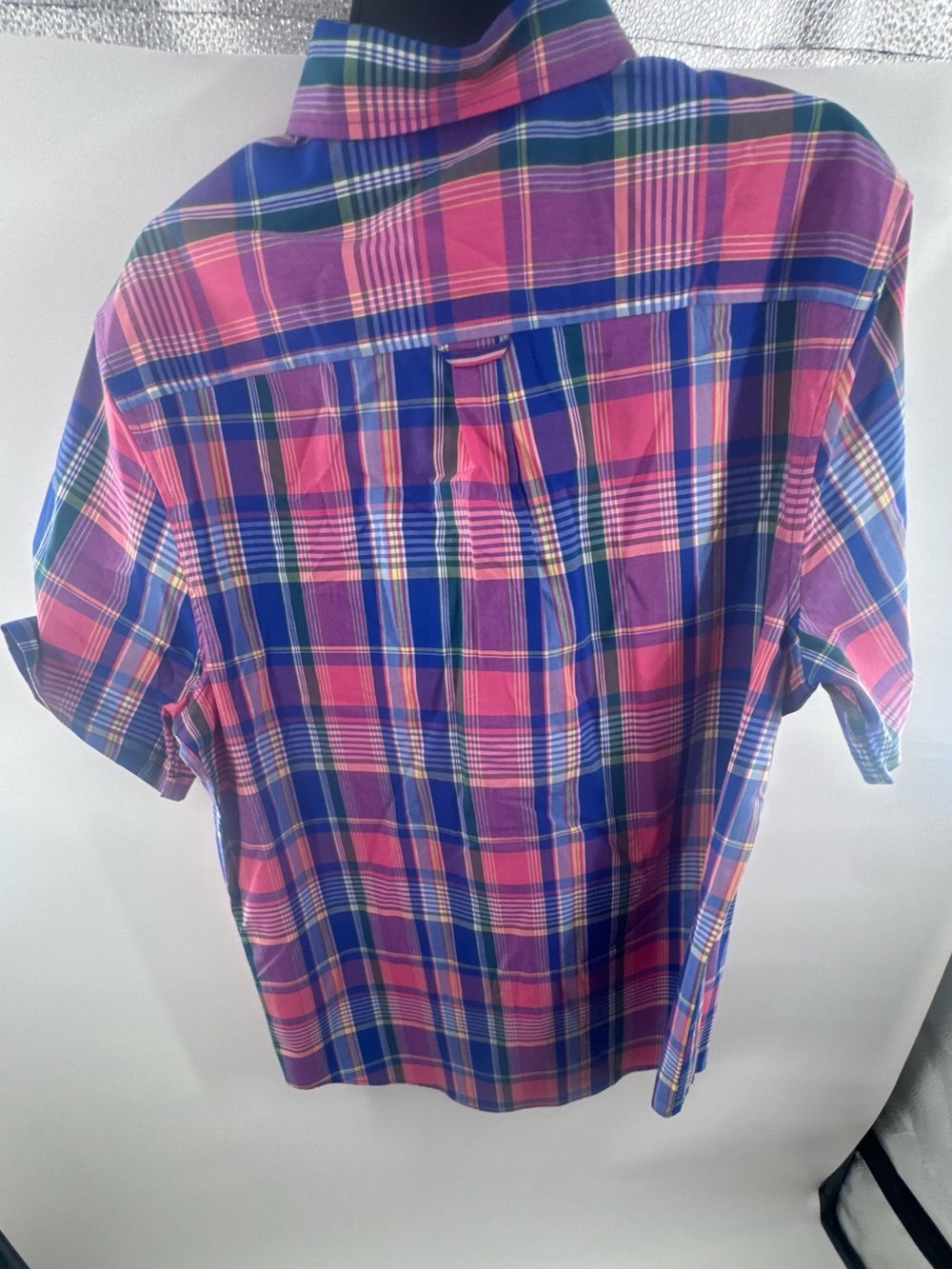 Chaps Pink and Blue Plaid Short-Sleeve Button-Down Shirt - Picture 6 of 6